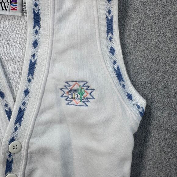 Vintage TFW Kidz Vest Boys Size 3 Button Front Terry Embroidered Cactus White - Picture 4 of 5